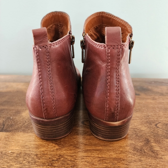 Red Cognac Leather Booties - Picture 3 of 7